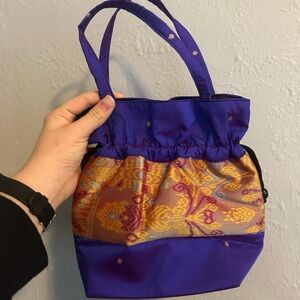 Purple and Gold Women's Silk Bag, from Southeast Asia